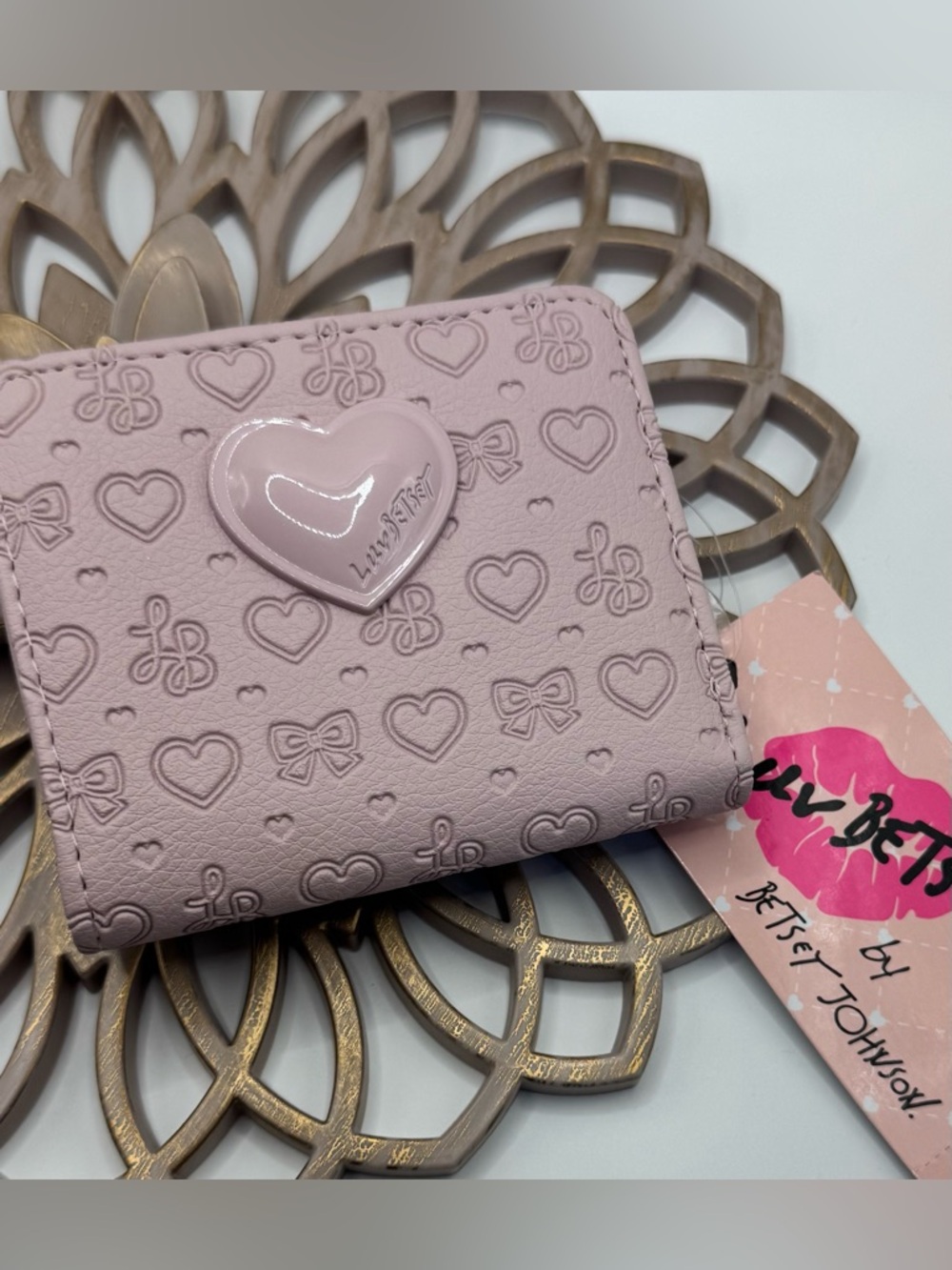 Betsey Johnson Luv Betsey Light Pink Heart-Embossed Bifold Wallet
